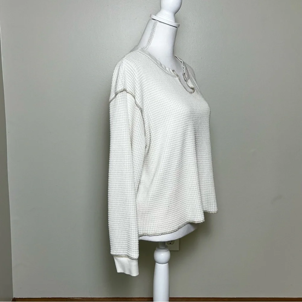 Madewell Waffle Knit Notch-Neck Thermal Shirt L - Picture 5 of 8